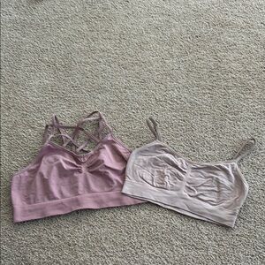 Women's Pink and Cream Bralette Set